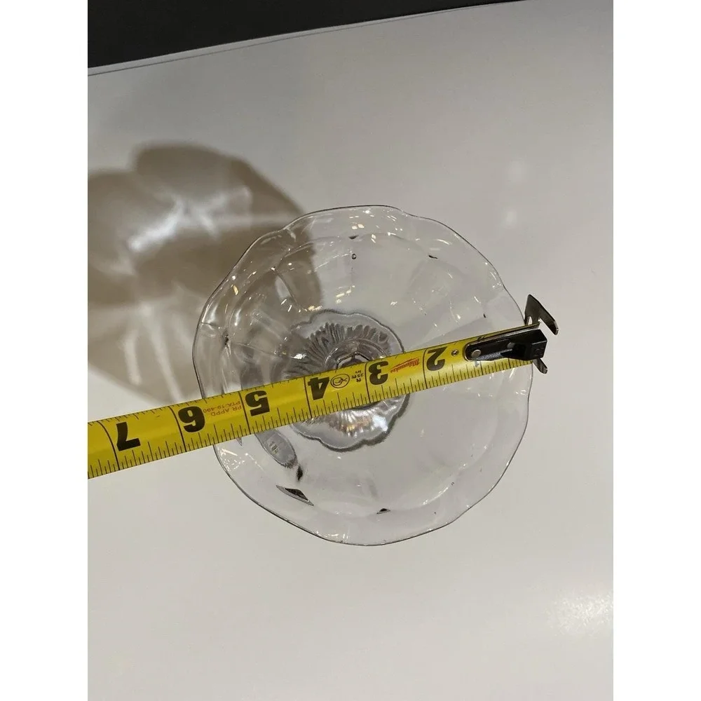 Vintage smoke grey glass pedestal dish flutes‎ ruffled centerpiece candy dish